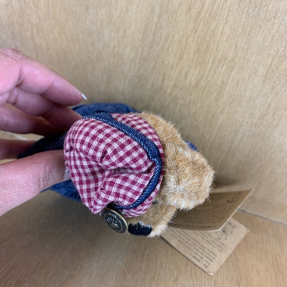 Boyds Bear Rare Plush Denim Dress Gingham Hat - Picture 6 of 6